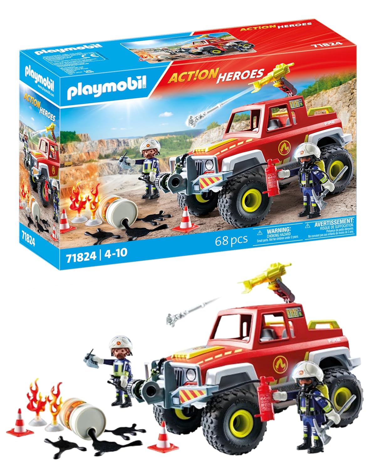 Playmobil | Action Heroes | Camion de Pompiers | Véhicule de Pompier | Voiture Jouet | Jouet pour Enfants à partir de 4 Ans | 71824