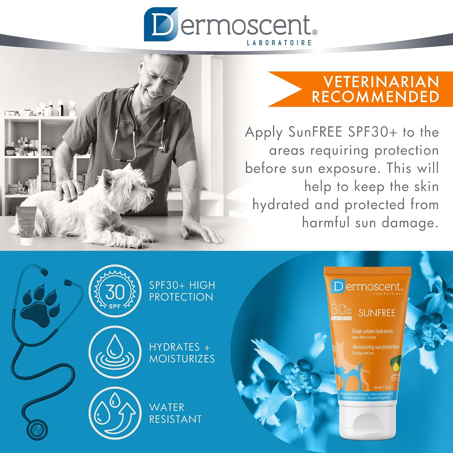 DERMOSCENT SunFREE — Écran Solaire SPF30+ 30 ml Chiens & Chats – Image 6