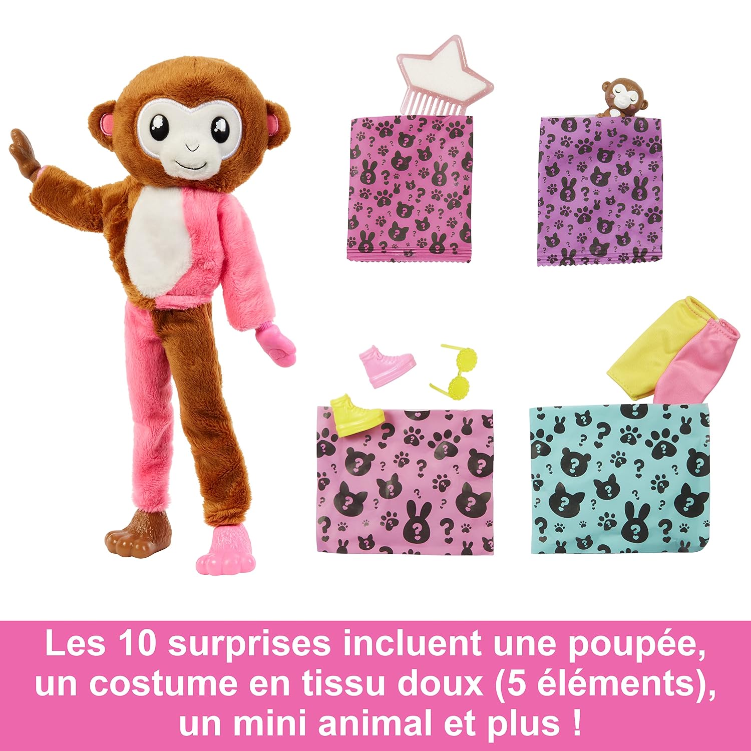 BARBIE Cutie Reveal Jungle — Poupée Singe 10 Surprises – Image 4