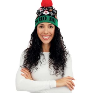 P'TIT CLOWN - Bonnet de Noël Adulte Lumineux - Clignotant - Adulte, Unisexe - Pour Compléter Costume Fête de Fin d'Année, Christmas, Ski - Acrylique - Taille Unique - Piles Incluses (Multicolore)
