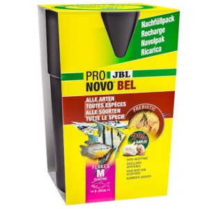 JBL PRONOVO BEL FLAKES, Aliment de Base pour tous Poissons d'Aquarium de 8-20 cm, Flocons pour Poissons, taille M, recharge de 750 ml