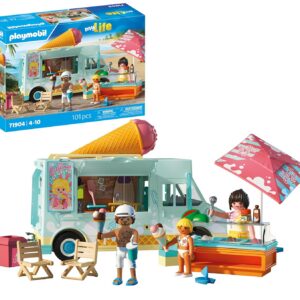 Playmobil | Vacation on The Beach | Ice Cream Truck avec Surfshop | Jouets à partir de 4 Ans | Cadeau pour Enfants | Encourage la créativité | Aventure à la Plage avec Figurines & véhicule | 71904