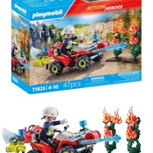 Playmobil | Action Heroes | Quad de Pompiers éteint Un feu de haie | Véhicule de Pompier | Jouet pour Enfants à partir de 4 Ans | 71825
