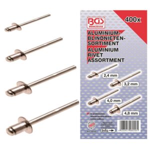 BGS 8058 | Assortiment de rivets pop | aluminium | 2,4-4,8 mm | 400 pièces