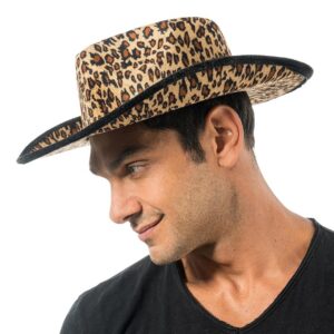 Alternative view of CHAKS — Chapeau de cowboy motif léopard