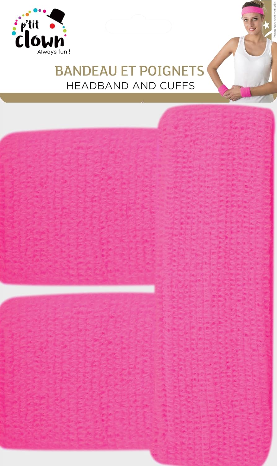 P'TIT CLOWN — Set Bandeau et Poignets Éponge Rose fluo – Image 2