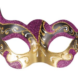 P'tit Clown - Loup Vénitien - Masque Déguisement Adulte - Idéal pour Compléter Accessoire Tenue Carnaval, Fêtes de Fin d'Année, Nouvel An, Noël et Fêtes Costumées (Rose, Or)