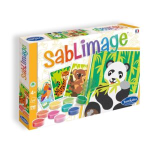 SentoSphère - SABLIMAGE - ANIMAUX EN DANGER - 8805 - Kit Loisir Créatif - Réaliser 4 tableaux avec 15 tonalités de sable - A partir de 4 ans - Fabriqué en France, Orange