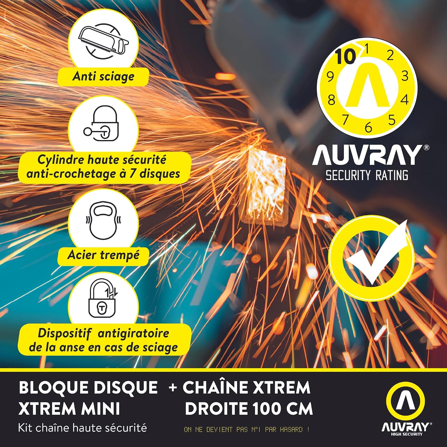 AUVRAY Xtrem — Antivol moto chaîne et mini U 13,5 mm 100 cm – Image 3