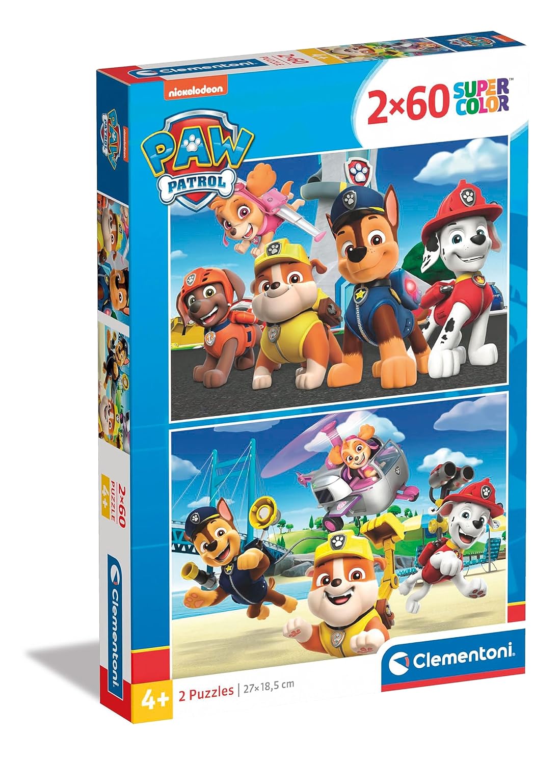 Clementoni | Coffret 2 Puzzles Pat'Patrouille 60 Pièces pour Enfants 4 Ans+ | Supercolor | Puzzle Carton Recyclé | Développement Observation et Motricité | Idée Cadeau Éducatif