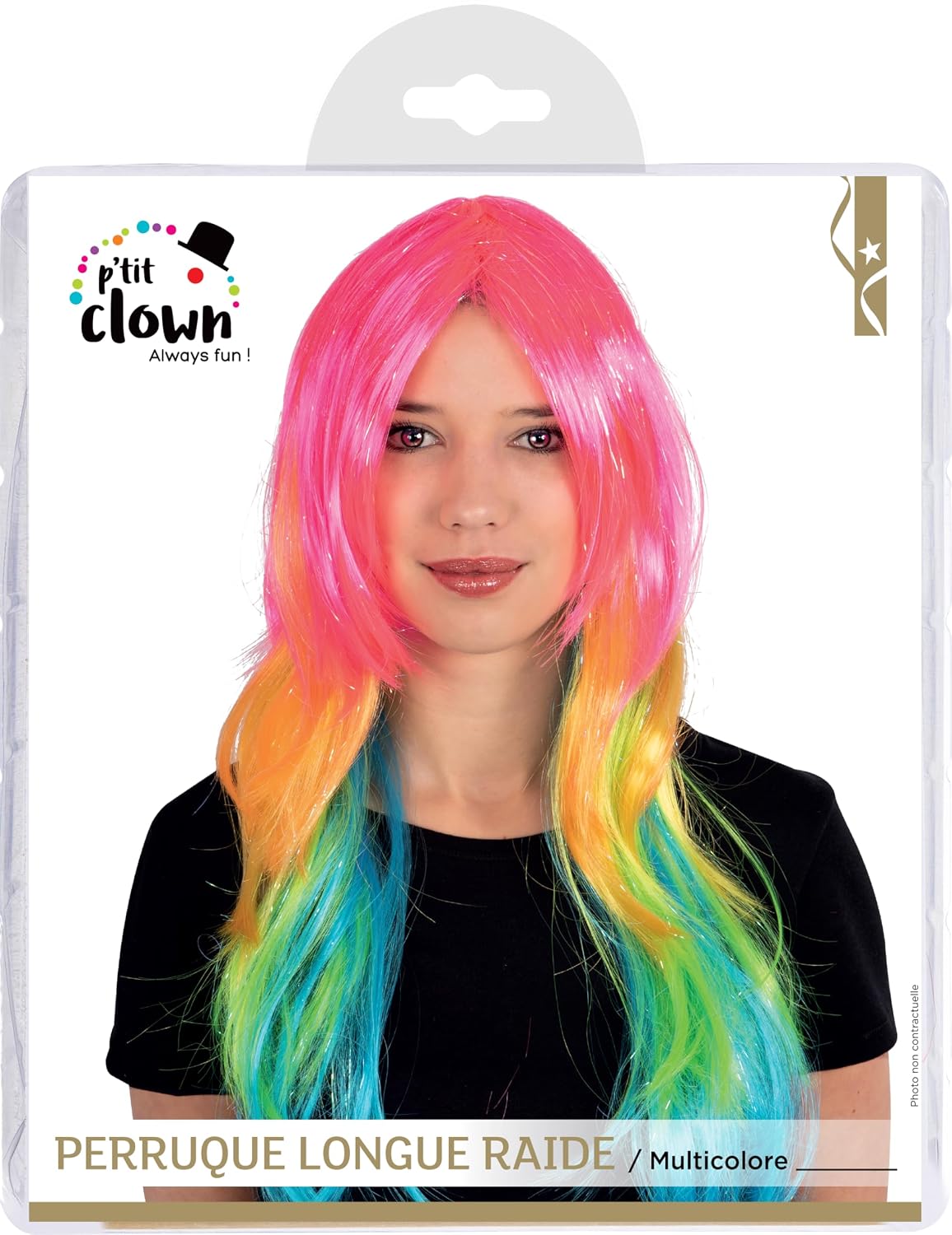 P'TIT CLOWN — Perruque Femme Longue Raide Arc-en-ciel – Image 2