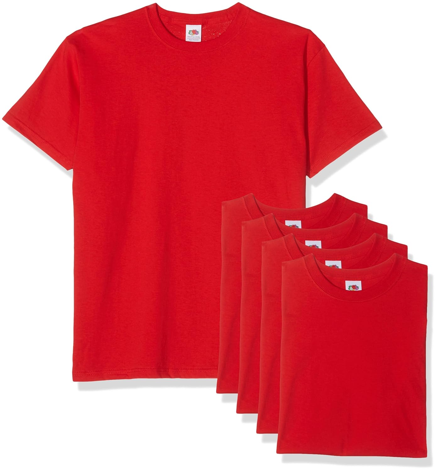 Fruit of the Loom Lot de 5 t-Shirts à Manches Courtes pour Homme, Rouge, XL