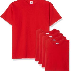 Fruit of the Loom Lot de 5 t-Shirts à Manches Courtes pour Homme, Rouge, XXL