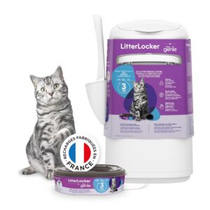 Litter Genie - Litter Locker Fashion - poubelle à litière anti odeurs pour chat. Entretien facile, pelle fournie. 1 recharge XL 3 mois incluse. Compacte et simple d'utilisation.