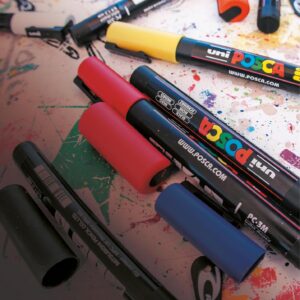 Alternative view of POSCA - Uni Mitsubishi Pencil-8 Marqueurs PC5M-Pointe Conique-Couleurs Classiques - Posca Pointe Moyenne - Marqueurs Peinture à Base d'Eau-Tout Support-Pour Papier, Textile, Verre, Galet, Bois