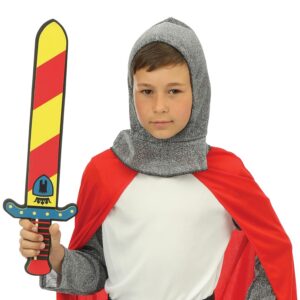 P’TIT Clown - 23893 - Fausse Épée de Chevalier en Mousse EVA - Jouet Garçons, Filles - Accessoire Déguisement Enfant pour Carnaval, Halloween, Cosplay, Jeux de Rôle - 34 cm - Multicolore