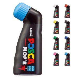 POSCA - Uni Mitsubishi Pencil - Marqueur MOP'R - Pointe Ronde XXL 3-19 mm - Forme Ergonomique, Corps Semi-Rigide - Marqueur Peinture À Base d'Eau - Tout Support - Bleu Clair