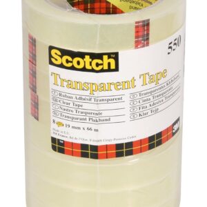 Scotch Ruban Adhésif Transparent, 8 Rouleaux, 19 mm x 66 m - Ruban Adhésif Transparent à Usage Général pour l'Ecole, la Maison et le Bureau (l'emballage peut varier)