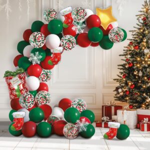 P'TIT CLOWN - 24156 - Kit 76 Ballons et Accessoires Guirlande de Noël - Décoration Festive Xmas Christmas - Déco de Fête de Fin d’Année avec Flocons, Étoile, Bottes et Cadeau Gonflables