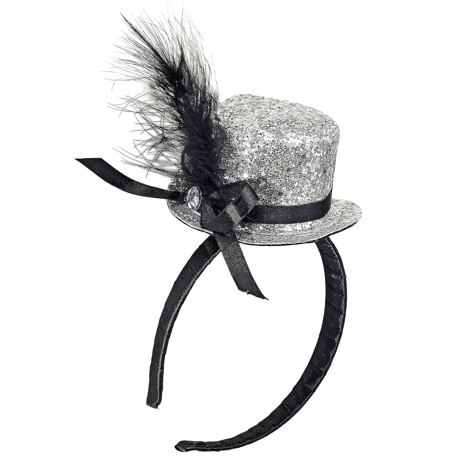 W WIDMANN MILANO Party Fashion - Serre-tête avec mini-cylindre, mini-chapeau avec noeud, accessoire pour costumes de carnaval