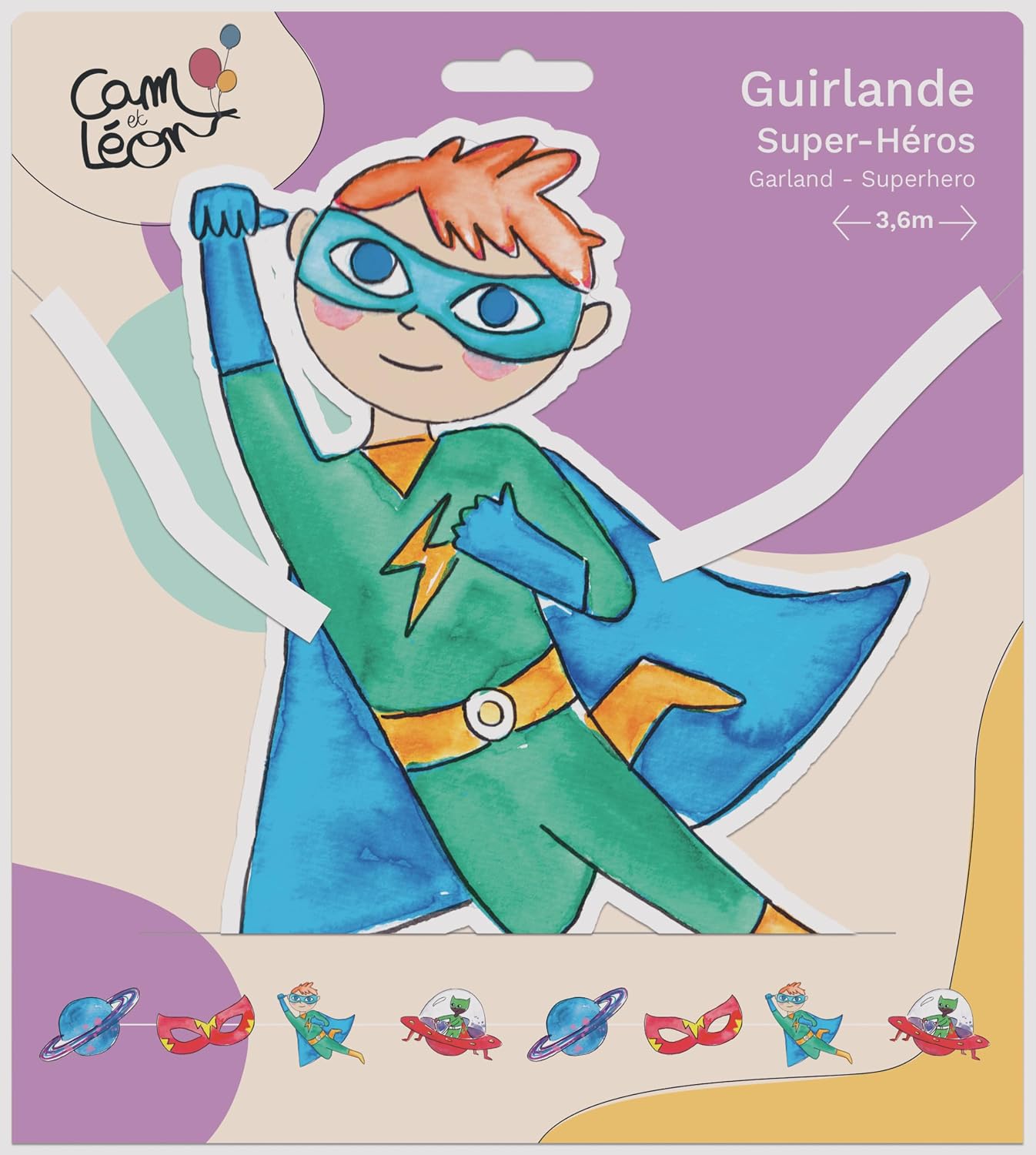P'TIT CLOWN CAM ET LEON — Guirlande Super Héros 3,6 m – Image 2