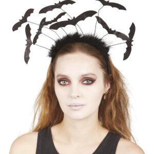 P'TIT CLOWN - Serre-Tête Chauves-Souris - Accessoire Halloween Idéal pour Compléter Votre Déguisement - Parfait pour Soirées à Thème, Cosplay et Événements Effrayants (Noir)