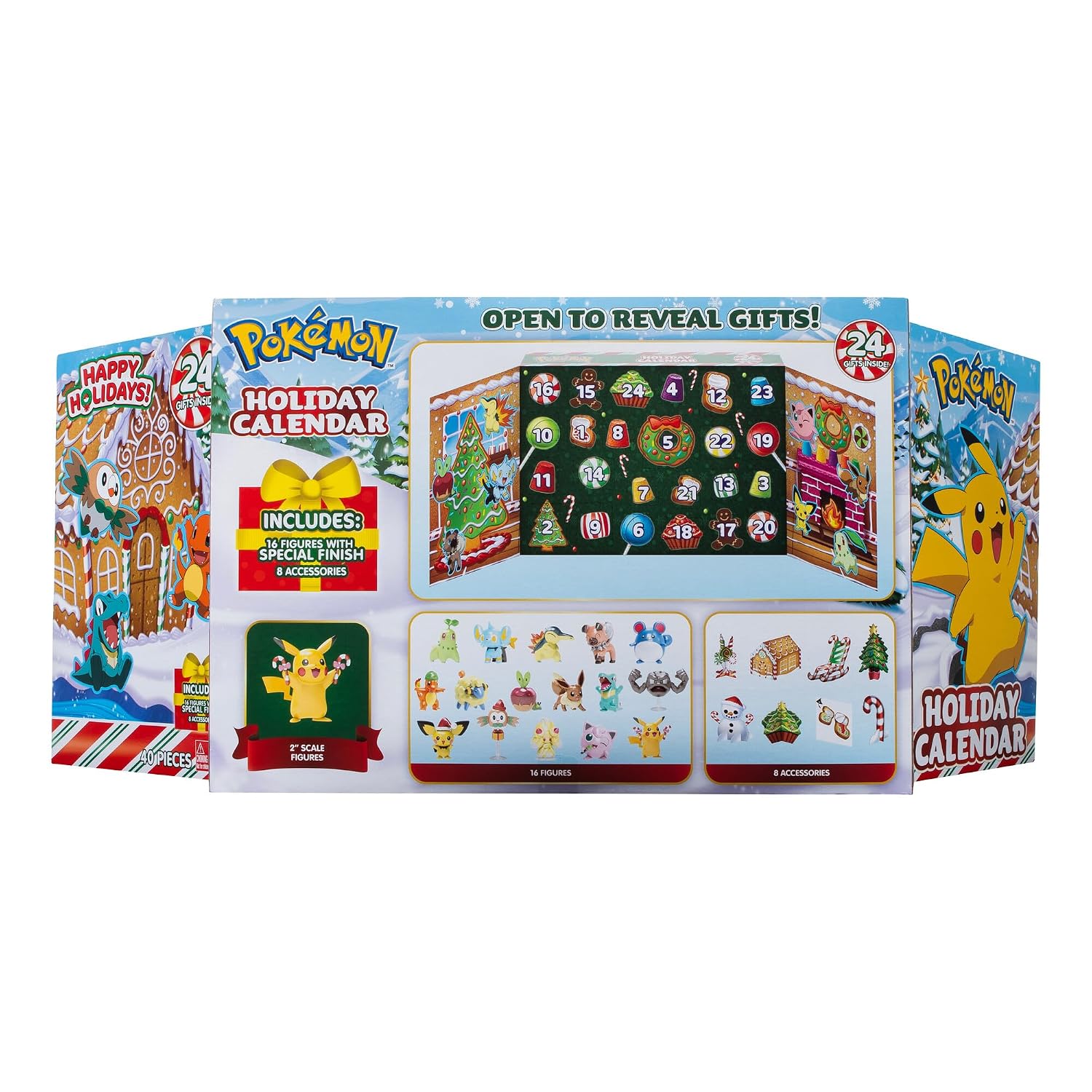 Bandai - Pokémon - Calendrier de l'avent Pokémon 2023-16 figurines surprises 5 cm + 8 accessoires sur la thématique Noël - WT00257 – Image 2