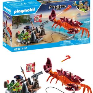 Playmobil 71532 Pirate et Crabe géant - Prenez Le Large et embarquez pour Une Chasse au trésor en mer - Set Comprenant Un Canon, Un Projectile de grappin et Un Sabre - Pirates - Dès 4 Ans