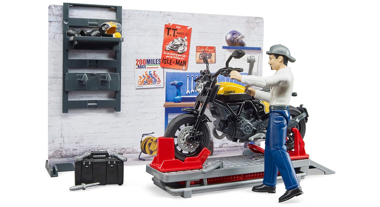 BRUDER bworld — Atelier moto Scrambler Ducati avec figurine – Image 7