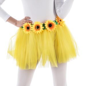 Chaks - Jupe en tulle jaune pour femme, jupe tournesol pour carnaval, festival et fête à thème, accessoire de déguisement hippie des années 70