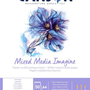 CANSON Imagine - Bloc 50 feuilles - Papier multitechnique - Grain léger - A4 - 200g/m² - Blanc