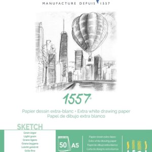 CANSON 1557 - Bloc 50 feuilles de papier croquis blanc A5 - 120g/m², 14,8 x 21 cm - A5