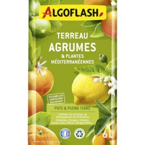 Algoflash Terreau Agrumes et Plantes Méditerranéennes, Utilisable en Agriculture Biologique - 6L, Marron