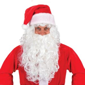 P'TIT CLOWN - 47520 - Perruque et Barbe de Père Noël Blanche - Cheveux Synthétiques - Accessoire Déguisement Christmas Xmas pour Fêtes de Fin d’Année, Spectacle, Animation ou Soirée Costumée