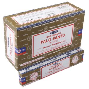 Satya Nag Champa – Bâtonnets d'encens Palo Santo | 12 Paquets X 15 grammes | Boîte de 180 grammes | Exportation de qualité
