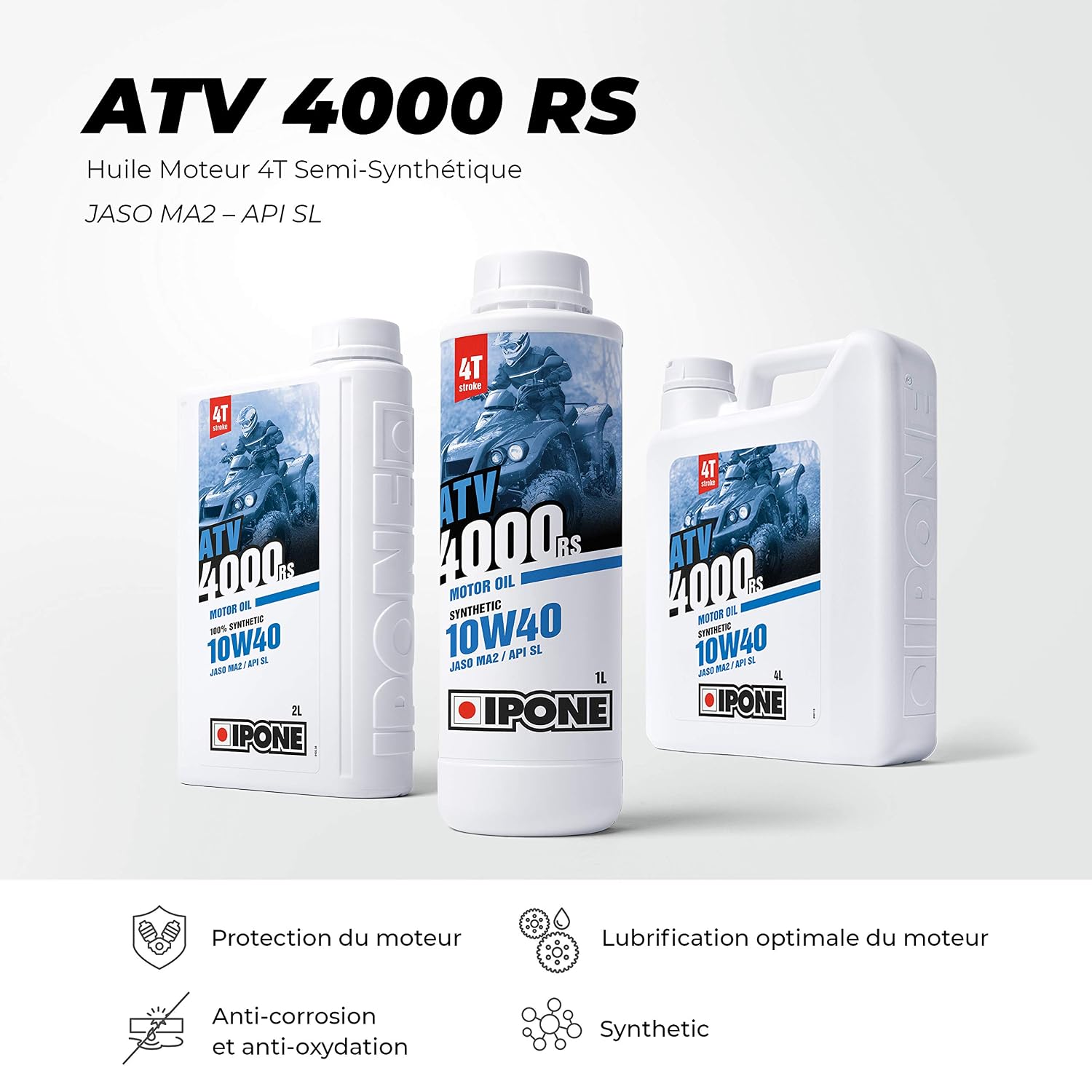 IPONE ATV 4000 RS — Huile moteur 4T 10W40 2L – Image 2