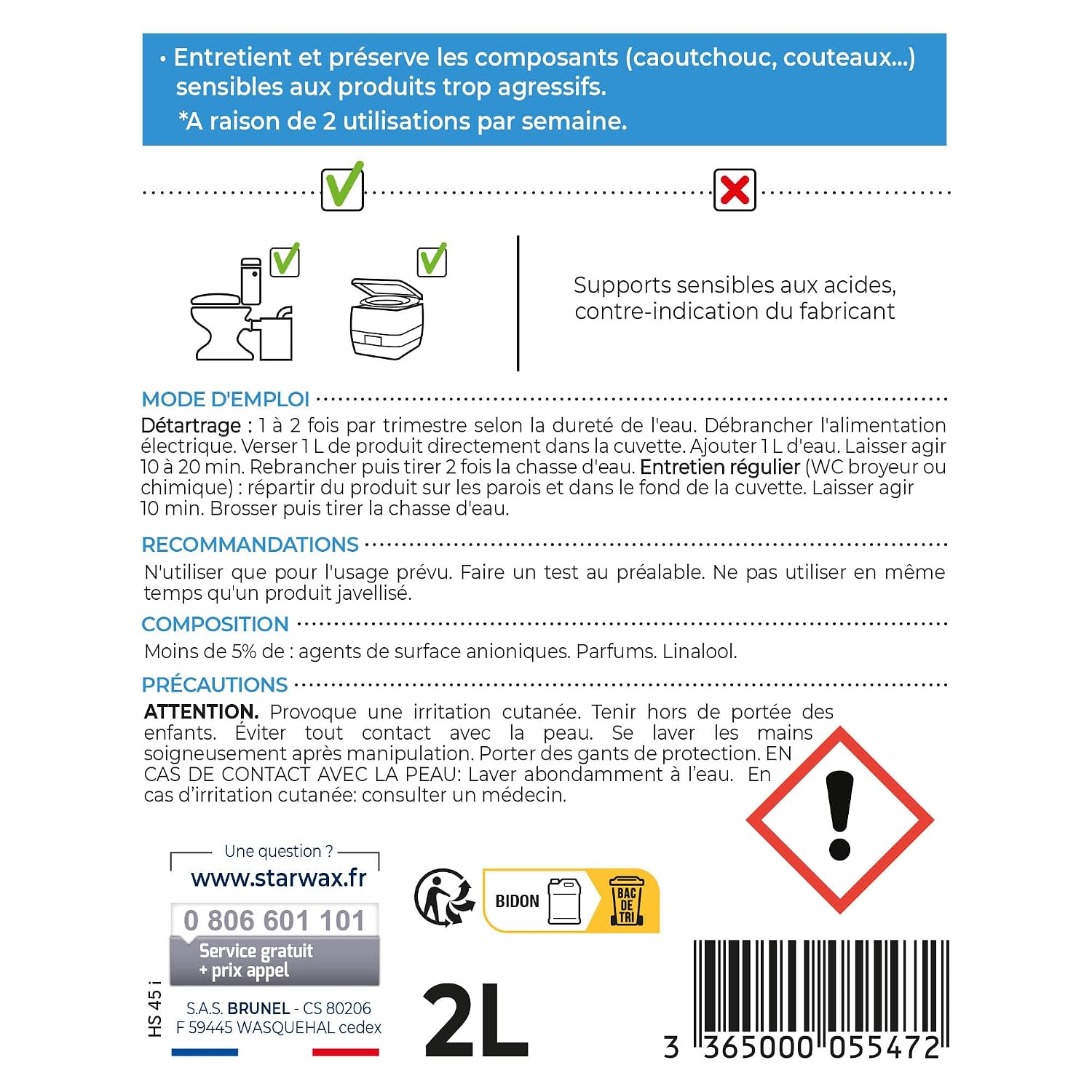 STARWAX — Détartrant WC broyeurs 2L – Image 2