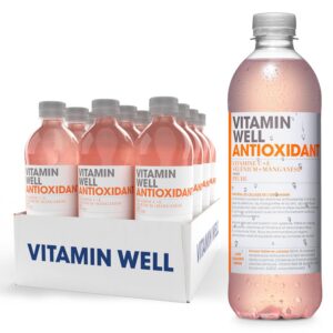 Vitamin Well - Boissons enrichies en vitamines et en minéraux goût pêche, 12x500ml (Antioxidant)