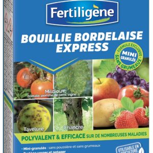 Fertiligène BOUG5N - Bouillie Bordelaise Granulés Solubles UAB 500 g - Polyvalent et Efficace sur Nombreuses Maladies - Protège verger et Potager - Mini granulés sans grumeaux - Frabriqué en France