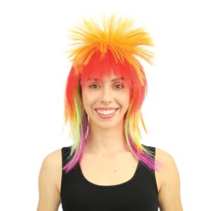 P’TIT Clown - 24008 - Perruque Punk - Accessoire de Déguisement Rétro - Années 80 - pour Carnaval, Halloween, Cosplay - Cheveux Synthétiques - Multicolore