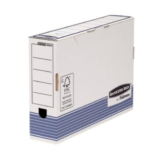 BANKERS BOX Fellowes Boîte d'archives System format folio - Montage automatique Dos de 8cm Bleu/Blanc Lot de 10-0023701