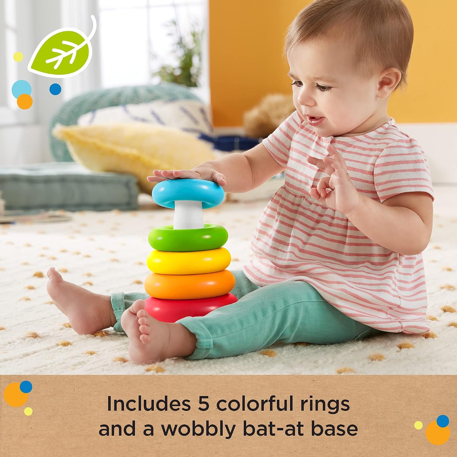 FISHER-PRICE Eco Rock-A-Stack — Jouet à empiler 5 anneaux – Image 4
