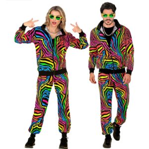 W WIDMANN MILANO Party Fashion - Survêtement fantaisie, motif arc-en-ciel, tenue des années 80, survêtement de jogging pour le carnaval et les fêtes