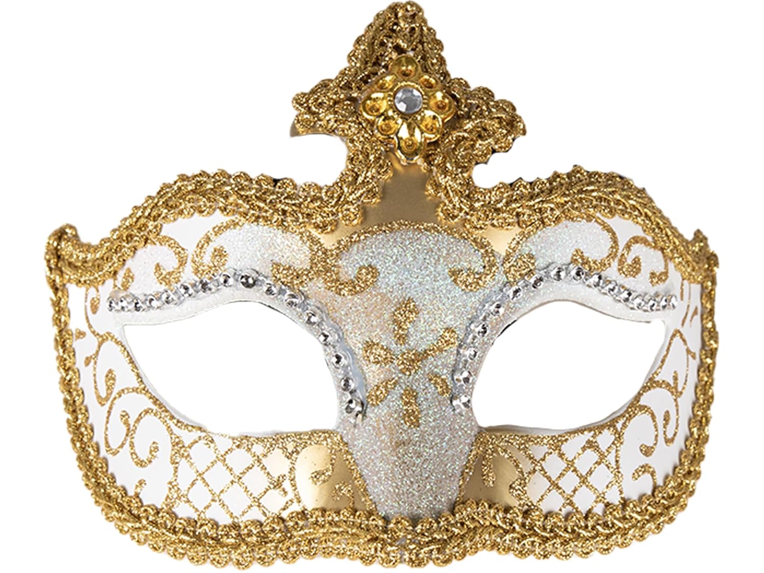 P'tit Clown - Loup Vénitien - Masque Déguisement Adulte - Idéal pour Compléter Accessoire Tenue Carnaval, Fêtes de Fin d'Année, Nouvel An, Noël et Fêtes Costumées (Blanc)