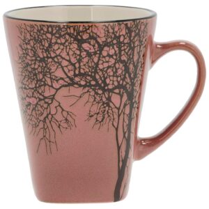 Villa Collection - Hela Mug Dia 35 cl - Café & Thés - Resistant & Design - Tasse en Grès 9 x 11 cm - Motif Bois - anniversaire, fête des mères, fête des pères, noel - Rose foncé