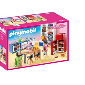Playmobil 70206 Cuisine familiale - Dollhouse - avec Deux Personnages, l'équipement de Cuisine et des Accessoires électroménagers - pour aménager la Grande Maison Traditionnelle - Dès 4 Ans