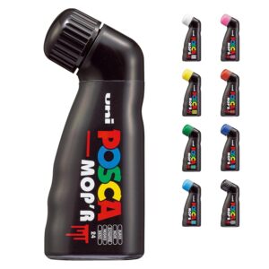 POSCA - Uni Mitsubishi Pencil - Marqueur MOP'R - Pointe Ronde XXL 3-19 mm - Forme Ergonomique, Corps Semi-Rigide - Marqueur Peinture À Base d'Eau - Tout Support - Noir