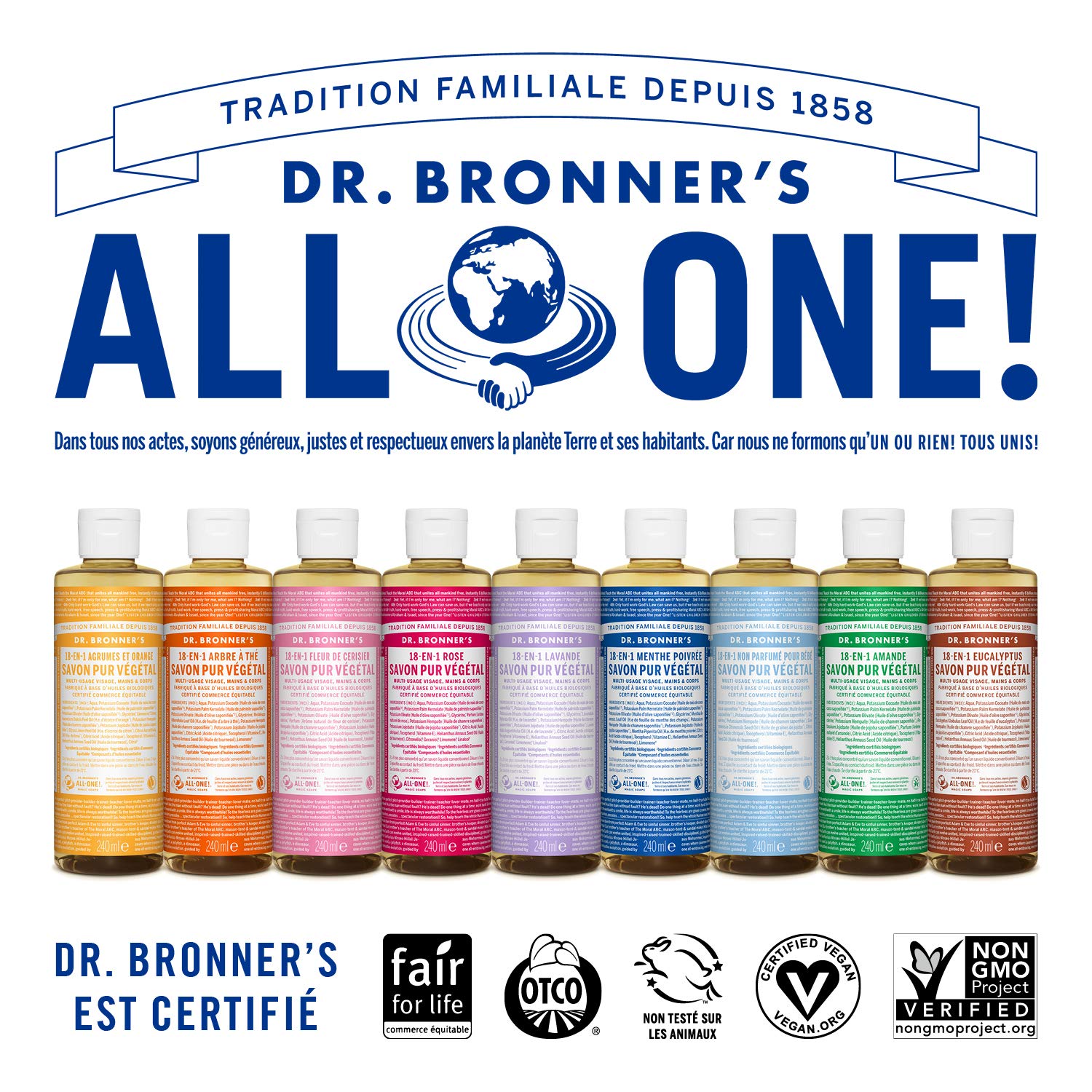 DR BRONNER'S — Savon Liquide Sans Parfum 240 ml – Image 3