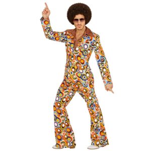 W WIDMANN MILANO Party Fashion - Costume Costume des années 70, veste et pantalon, hippie, reggae, flower power, disco fever, costumes de carnaval