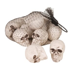 P’TIT Clown - 63810 - Mini Crânes - Lot de 12 Têtes de Mort Décoratives - Décoration Halloween, Déco Maison Hantée, Horreur - Plastique - 4 cm - Beige